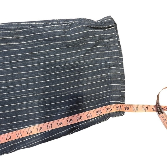 EILEEN FISHER Organic Linen Delave Pinstripe Wide Crop Pants Women's Large - Picture 8 of 10